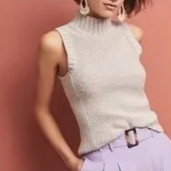 Anthropologie Multicolor Knit Sweater,Sleeveless Mock Neck Neon Confetti - Picture 2 of 9